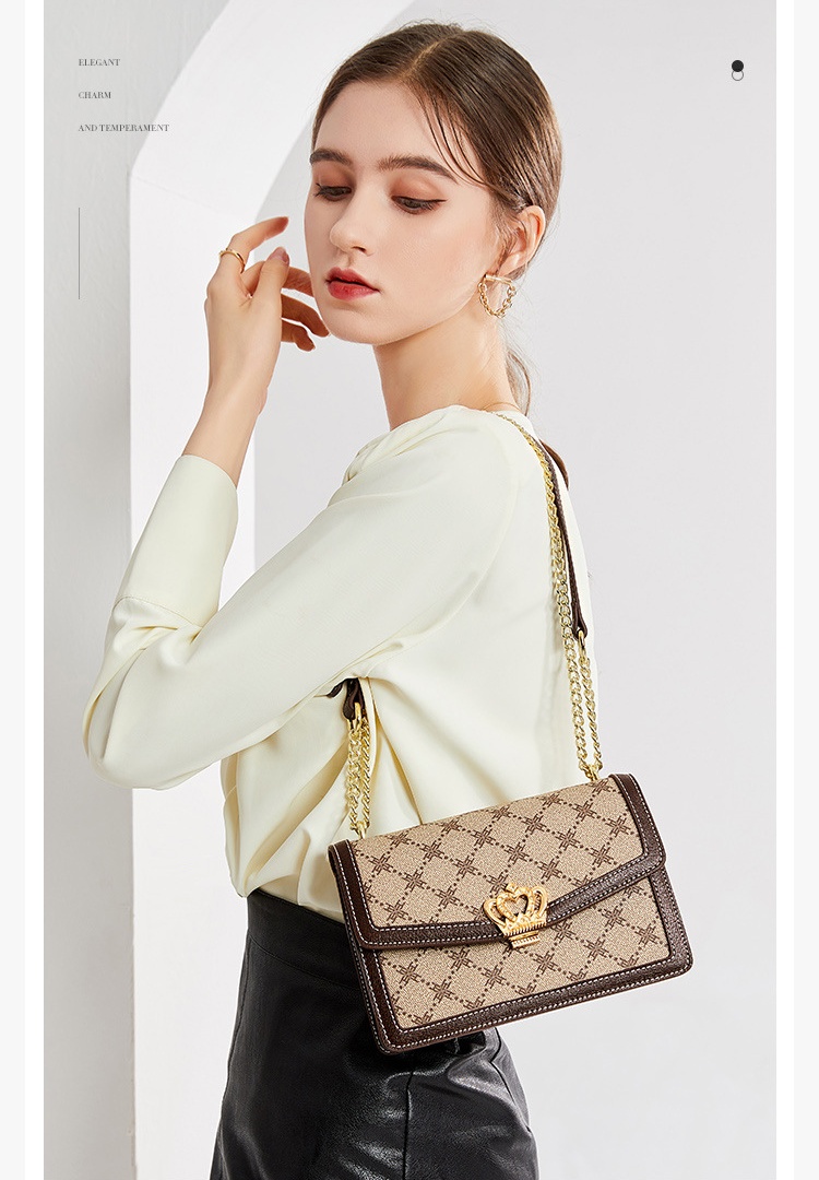 women 2025 Shoulder Bag Monogram Pattern Canvas with Crown Detail